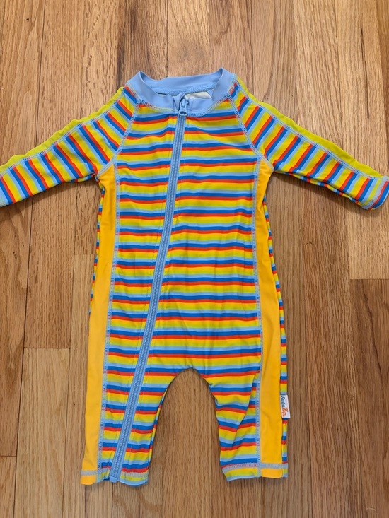 Swimzip Other - Baby Striped One-Piece Swimsuit in Yellow and Blue
